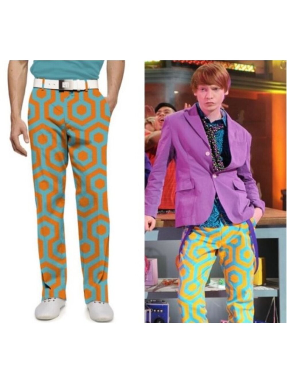 Loudmouth Golf South Beach Patterned Pants 42x34 Orange Teal Hexagon Design Mens - Picture 2 of 7